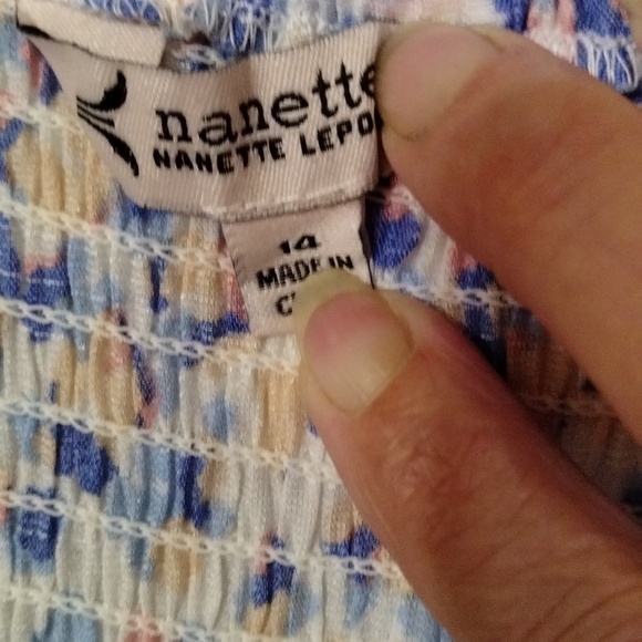 Print ruffle sleeve sun Dress smocked top Tier dress Size 14 Nanette lepore - Picture 6 of 8